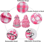 Dog rain Coat Waterproof Raincoat Puppy Jacket with Legs Buttons Zipper Hood Drawstring Fit for Yorkie Terrier Schnauzer Poodle Border Collie Labrador Golden Retriever 8lbs to 80lbs Pink XXL