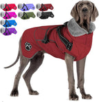 Doglay Dog Jacket Waterproof Dog Coat with Harness Built in, Christmas Puppy Winter Coat Reflective Turtleneck Puffer Snow Jackets for Small Medium Large Dogs