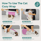 Self-Adhesive Cat Grooming Wrap, Cozy Cat Wrap for Cutting Nails, Breathable Anti-Scratch Cat Swaddle Bag for Brushing, Ear Cleaning, Dental Care, Medication, Injections,Pinkish Purple L