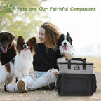 WOLT Dog Travel Bag Dog Bag for Traveling and Supplies with 2 Collapsible Bowls, 2 Food Containers, 1 Place Mat, Grey