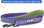 Pawtitas Personalized Dog Leash - Embroidered Custom Name & Phone Number, Reflective, 6 ft Long, Small, Purple Custom Tag