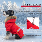 PINA Dog Coats - Waterproof Winter Jacket with Flannel Lining, Faux Fur Hood & Pocket for Small Dogs