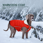 Kuoser Dog Coat Large, Cold Weather Reflective Waterproof Dogs Jacket with Warm Fleece Lining, Turtleneck Dog Winter Coat with Zipper, Doggy Snow Jacket Pet Coats for Small Medium Large Dogs, Red 3XL