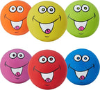 Squeaky Dog Toys Chewing Durable Teething Latex Rubber Soft Interactive Fetch Play Dog Balls with Funny Smile Face for Puppy Small Medium Pet Dog (6PCS)