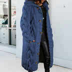 LOAIHA Women Chunky Cable Knit Long Sleeve Cardigan Fall Winter Trendy Oversized Button Down Sweaters Outerwear with Pocket