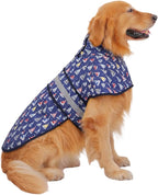 HDE Dog Raincoat Jacket Reflective Adjustable Hooded Pet Poncho Rain Coat with Leash Hole for Small to X-Large Dogs Nautical Boats - L