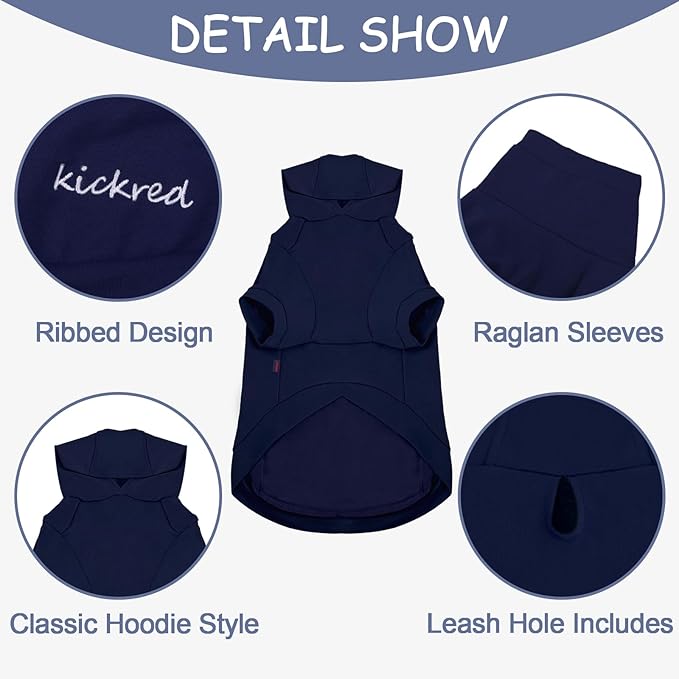 Basic Dog Hoodie, Soft Premium Quality Dog Hoodie Sweater with Leash Hole and Pocket, Cotton Doggy Puppy Sweatshirt Fashion Outfit for Dogs Puppy Small Medium Large - Navy Blue (X-Large)