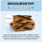 Pawstruck 2-in-1 Collagen Wrapped Jerky Natural Treats for Dogs - 5 Medium Braids - Limited Ingredient Grain Free for Small, Medium, and Large Dogs