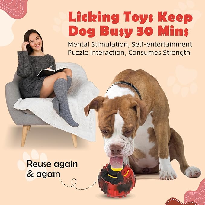 Dog Toys for Boredom - Frozen Treats, Refillable Freezable Dogs Food, Reduces Anxiety Chew Toy, Easy to Clean, Treats Dispensing, 4-in-1 Enrichment