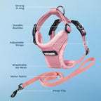 Voyager Step-in Lock Adjustable Cat Harness w. Cat Leash Combo Set with Neoprene Handle 5ft - Supports Small, Medium and Large Breed Cats by Best Pet Supplies - Pink, S (Pack of 2)