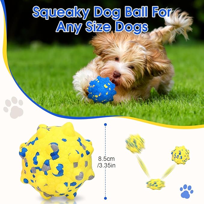 VINGVO Large Dog Balls Tennis Ball Toys 4 PCS Dogs Toys for Aggressive Chewers, 3" Teething Chew Toys Water Floating Ball Toy Bouncy Fetch Balls for Large Medium Small Dog and Puppies (4 Mix)