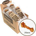 AFreschi Turkey Tendons for Dogs, USA-Sourced, Healthy Dog Treats, Rawhide-Free Puppy Chews, Long Lasting, All Natural, Hypoallergenic Dog Treats for Medium Breeds, 20 Count Box Bone (M)
