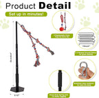 Outdoor Tug of War Dog Toy, Tether Interactive Dog Tug Toy Backyard Heavy-Duty Dog Solo Play Exercise Toy for Large Medium Dogs, Height Adjustable, 2 Rope Toys