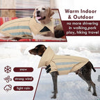 Dog Jacket for Large Dogs Winter Coat with Harness Hole Waterproof Reflective Turtleneck Snowsuit Adjustable Hook & Loop Cold Weather Coats for Dogs Border Collie Pitbull, Khaki 2XL