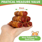 MON2SUN Rawhide Free Dog Treats, 3 Inch Triple Flavor Chicken Wrapped Duck and Beef Rolls for Small Dogs, Healthy Snacks, 13.23oz
