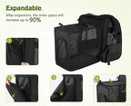 Pecute Pet Carrier Backpack, Large Cat Carrier Backpack, Expandable Cat Backpack with Breathable Mesh for Medium Large Cats, and Small Dogs, Dog Backpack Carrier for Travel Hiking Black