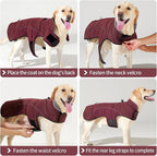 HEYWEAN Dog Winter Coat - Waterproof Windproof Reflective Vest for Medium & Large Breeds Adjustable Warm FleeceLined Jacket with Magic Tape & D-Ring for Leash Cold Weather Apparel (Red, XXX-Large)