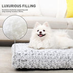 KSIIA Washable Dog Bed Deluxe Plush Dog Crate Beds Comfy Kennel Pad Anti-Slip Pet Sleeping Mat for Large, Jumbo, Medium, Small Dogs Breeds, 23" x 18", Gray