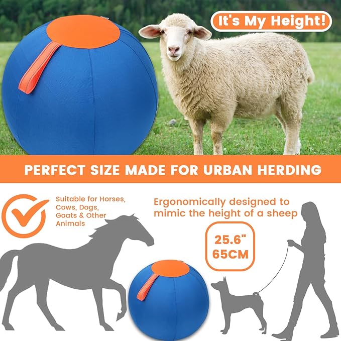 Shrandi Horse Herding Ball - 25" Cover with Straps, Australian Shepherd, Cattle Dogs, Collie & Herding Dog, Giant Jolly Ball for Play