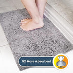 Muddy Mat® AS-SEEN-ON-TV Highly Absorbent Microfiber Door Mat and Pet Rug, Non Slip Thick Washable Area and Bath Mat Soft Chenille for Kitchen Bathroom Bedroom Indoor and Outdoor - Grey 6ft x 9ft
