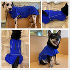 ROZKITCH Dog Snowsuit Raincoat Jacket, Waterproof Rain Jacket with Fleece Liner and Leash Hole Reflective Strip for Medium Large Dog, Adjustable Poncho Vest for Outdoor Hiking Travel Blue XL