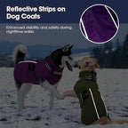 IECOii Dog Coats for Large Dogs Winter Waterproof Jacket with Collar Built in, XXL Dog Coat for Cold Weather Warm Snow Jacket with Thermal Fleece Lining, Reflective Pet Snowsuit Large, Purple - 2XL