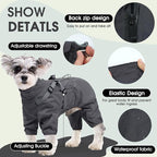 BRKURLEG Dog Raincoat with Harness for Small Dogs, Adjustable Waterproof Dog Rain Jacket, Reflective Rainproof Puppy 4 Legs Raincoat, Full Body Pet Rain Jacket, Dark Grey, M