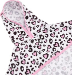 HDE Dog Raincoat Jacket Reflective Adjustable Hooded Pet Poncho Rain Coat with Leash Hole for Small to X-Large Dogs Leopard Hearts - L