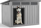 VIXZEN Dog House Indoor Outdoor,Waterproof Dog House for Small to Large Dogs,Doghouse with Air Vents and Elevated Floor,Openable at The Top,Easy to Assemble and Clean,Gray,42.87"×32.95"×31.61"