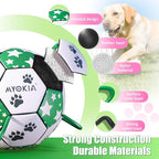 Size 2 Dog Soccer Ball with Straps White & Green Durable Training Ball for Pets Interactive Outdoor Dog Toy, for Small & Medium Puppies, Pet Supplies