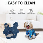 Dog Zip Up Raincoat with Reflective Buttons, Rain/Water Resistant, Adjustable Drawstring, Removable Hood, Raincoats with Legs 8lbs to 80lbs Available - Dark Blue - Small