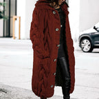 LOAIHA Women Chunky Cable Knit Long Sleeve Cardigan Fall Winter Trendy Oversized Button Down Sweaters Outerwear with Pocket