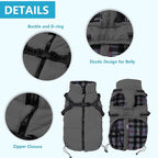 Geyecete Winter Warm Coat Waterproof Dog Winter Jacket with Harness Traction Belt,Pet Outdoor Jacket Dog Autumn and Winter Clothes for Medium, Small Dog-Gray-L