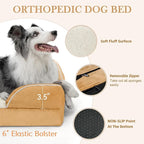 Comfort Expression Orthopedic Dog Bed for Medium Dogs 28x19 Inch, Waterproof Supportive Egg Crate Foam Medium Pet Bed with Removable Bolsters, Dog Couch with Washable Cover & Non-Slip Bottom, Caramel