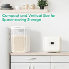 TBMax Rice Flour Storage Container with Automatic Flip-up Lid 25 Lbs | 12.68 Qt, Tall and Narrow Food Storage Flour Bin for Kitchen Pantry Organization, Pet Dog Cat Food Storage Container