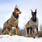 Dog Coat, Waterproof Dog Winter Jacket with Adjustable Buckle, Reflective Turtleneck Pet Snow Vest Warm Fleece Sweater for Small Medium Large Dogs - Khaki, L