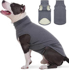 ROZKITCH Dog Sweaters Soft Fleece Pullover Sweatshirt Pajamas, Turtleneck Warm Pet Cold Weather Jacket Stretchy Vest Jumpsuit Apparel Outfit Clothes for Small Medium Large Dogs Walking Sleep Grey XL