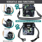 PetAmi Dog Treat Pouch, Pet Treat Pouch for Training, Dog Walking Bag Holder for Kibbles, Pet Food Toy, Dog Trainer Essentials Supplies, Poop Bag Dispenser, 3 Ways to Wear (Floral Grey)