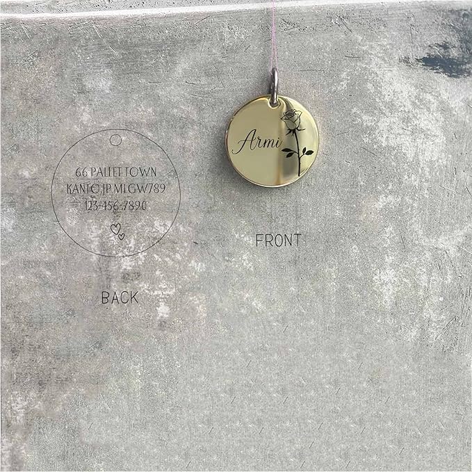 Cats Dogs ID Tags Personalized Engraving Birth Flowers Pattern for Custom Pets Collar Accessories Brass Copper Large Round Name Plate