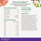 ULTIMATE PET NUTRITION Nutra Complete, 100% Freeze Dried Veterinarian Formulated Raw Dog Food with Antioxidants Prebiotics and Amino Acids, (1 Pound, Pork)