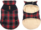 Winter Coat for Small and Medium Dogs, Puppy Plaid Jacket, Cotton Coat for Cold Weather, Windproof Warm Dog Garments, Pet Thickened Outfits Indoor Outdoor, Red XL