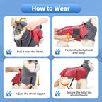 SlowTon Winter Dog Coat, Warm Polar Fleece Lining Doggie Outdoor Jacket with Turtleneck Scarf Reflective Stripe Adjustable Waterproof Windproof Puppy Vest Soft Pet Outfits (M,Red)