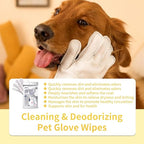 MIOSSZI Pet Gloves Wipes for Dogs & Cats Wipes Cleaning Deodorizing Hypoallergenic No-Rinse Pet Grooming Wipes Unscented Extra Thick Bathing Wipes for Pet Dry Cleaning Daily Care and Travel 8 pcs