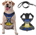 Personalized Los Angeles Dog Harness with Reflective Stripes Custom Name and Number Dog Vest Harness with Pet Traction Rope for Small Medium Large Dog