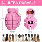 Dog Toys for Aggressive Chewers Large Breed, for German Shepherd, Indestructible Interactive Treat Dog Toys for Large Medium Breeds, Food Grade & Tough Rubber, Fun to Chew, Chase and Fetch (Pink)