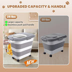 23-25 Lbs Airtight Dog Food Storage Container,Collapsible Dog Food Container with Lid,Wheels,Handle,Large Pet food storage Container with Scoop,Small Food Container for Dog Cat