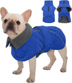 Kuoser Dog Coat, Extra Warm Dog Jacket Windproof Dogs Cold Weather Coats for Small Dogs, Fleece Lining Turtleneck Doggy Snowsuit Reflective Adjustable Pet Winter Clothes Christmas, Blue S