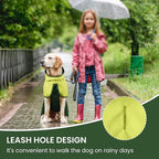 BRKURLEG Dog Raincoat for Small Medium and Large Dogs Waterproof Dog Rain Jacket Adjustable Hooded Dogs Raincoat Pet Rain Coat Poncho with Leash Hole, Reflective Strip, Green, XL