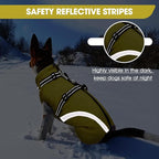 BRKURLEG Dog Winter Jackets for Small Dogs, Dog Coat with Harness Built in, Dogs Snowsuits with Zipper, Waterproof Windproof Pet Puffer Jacket Fleece Vest for Shih Tzu, Maltese, Green S