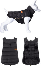 SPACE LION Dog Puffer Jacket, Down Winter Coat, Durable Outdoor Coat for Cold and Windy Conditions, Waterproof, Lightweight Jacket, Adjustable Fit for Small, Medium, Large Dogs(Black,22/XL+)